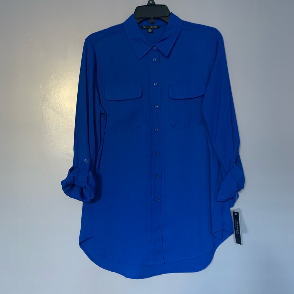 Zac & Rachel Tab Sleeve Button Down Blouse Medium